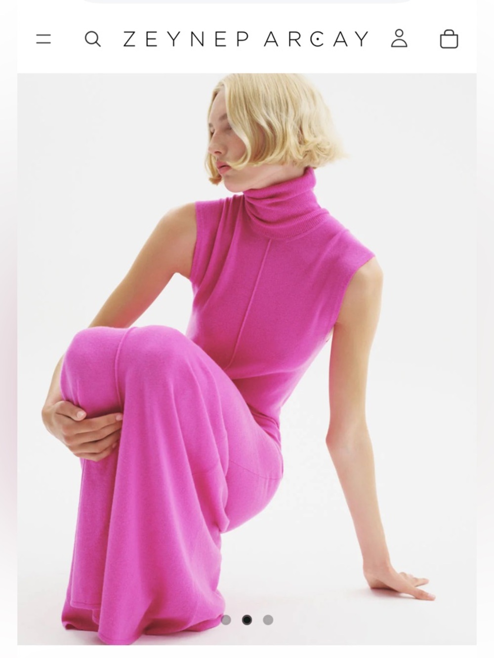 Zeynep Arçay Cashmere blend Maxi Dress Pink XS Sleeveless Turtleneck NWT